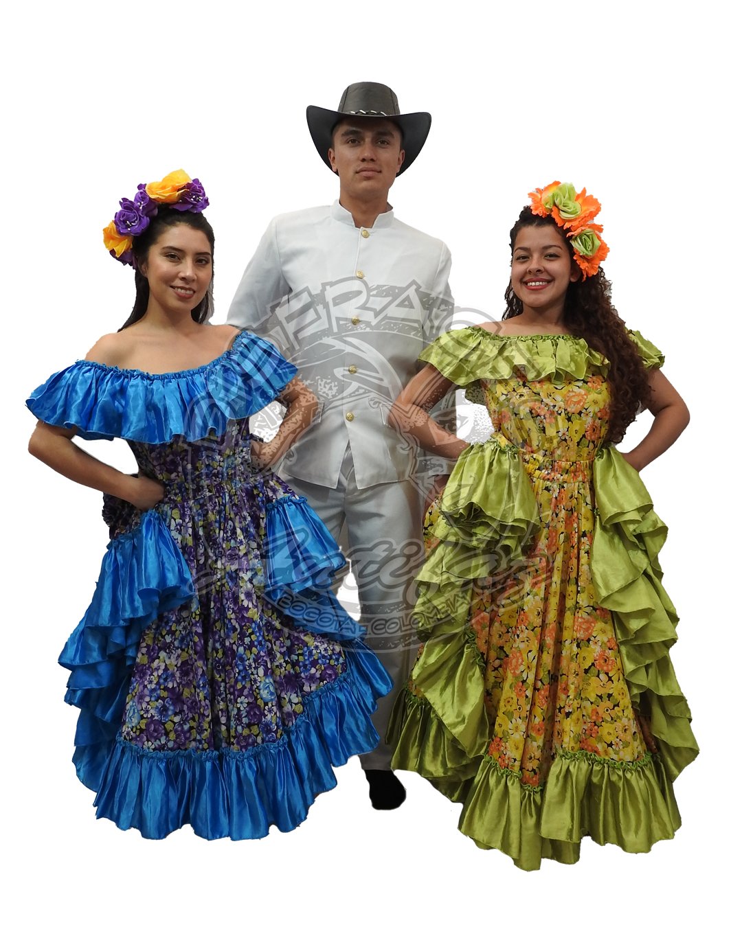 Grupo con trajes de Joropo de la cultura llanera para adultos, ideal para Carnaval, fiestas folclóricas y eventos culturales