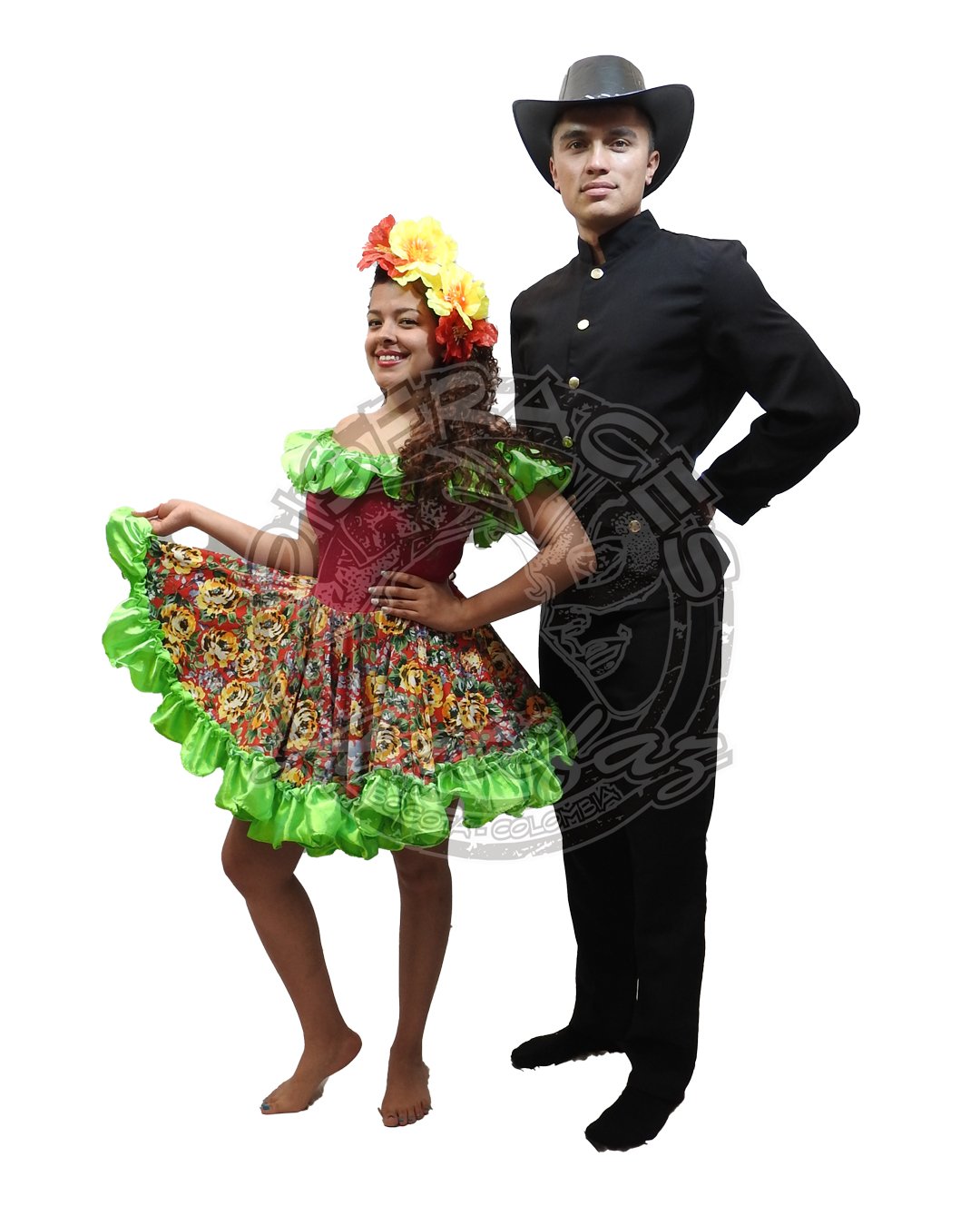 Pareja con trajes de Joropo de la cultura llanera para adultos, ideal para Carnaval, fiestas folclóricas y eventos culturales