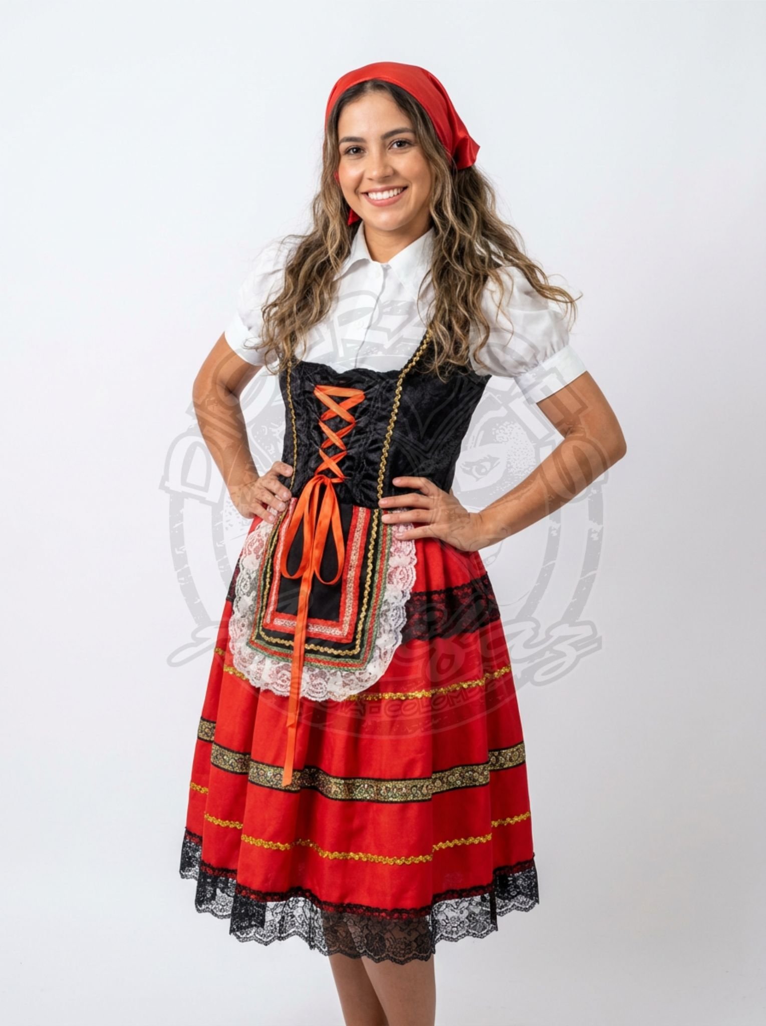 Traje tradicional alemán para mujer, falda larga con corse y blusa, ideal para festivales, celebraciones culturales y eventos temáticos