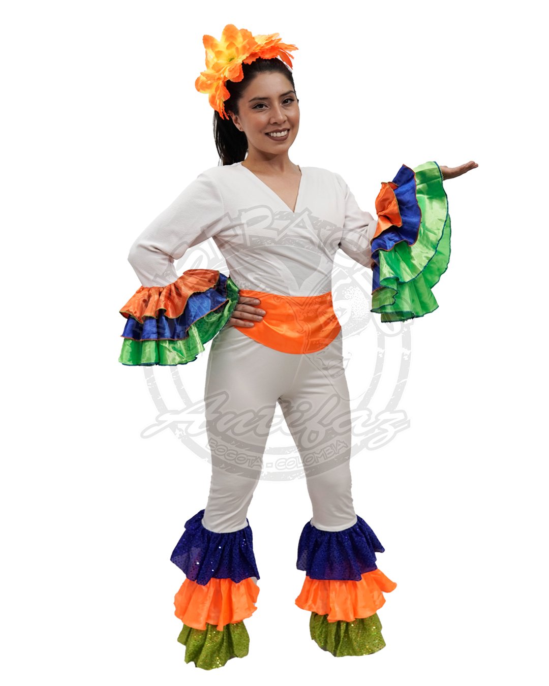 Traje Samba del Carnaval de Brasil para mujer adulta, con prendas coloridas, tocado en flores y arandelas, ideal para Carnaval, fiestas temáticas y eventos culturales