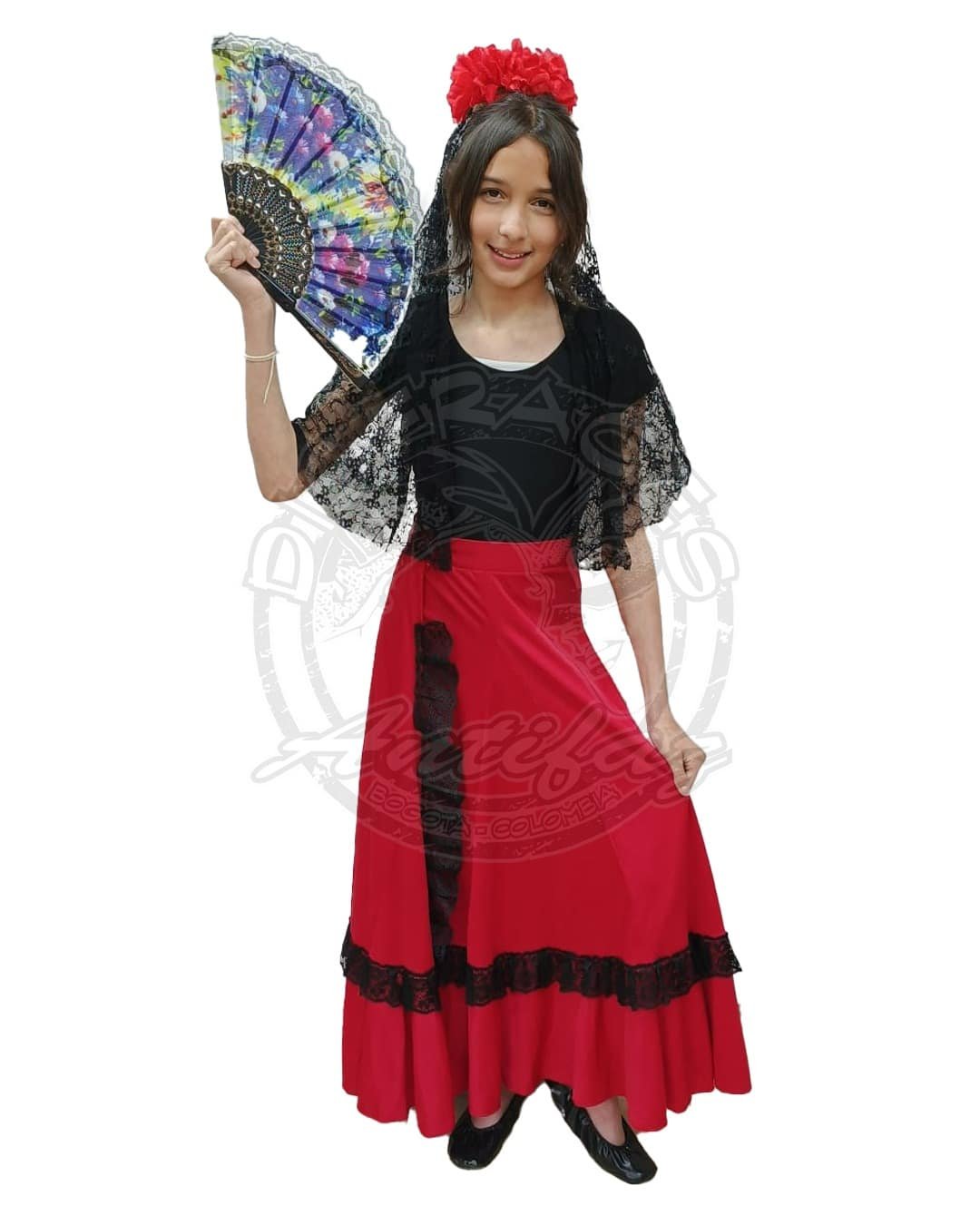 Disfraz de flamenca española para niña en alquiler en Bogotá traje típico de España con volantes