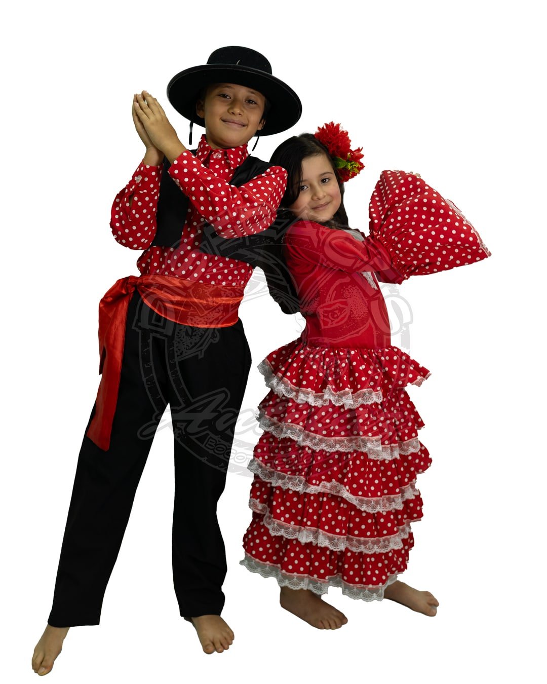 Disfraz flamenca niña roja y traje español niño en pareja Bogotá baile España