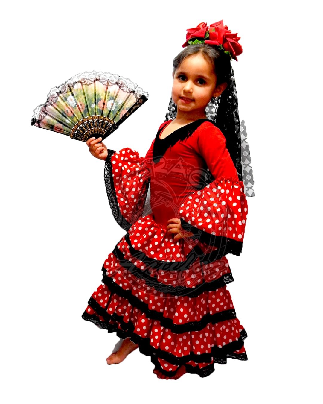 Disfraz flamenca niña rojo con negro Bogotá traje típico España